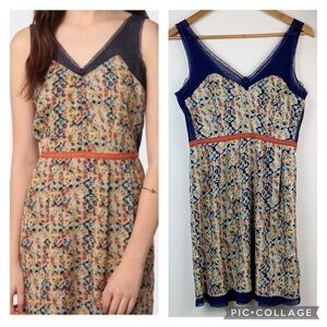UO, Staring at Stars mesh trim floral fit & flare V neck sleeveless mini dress
